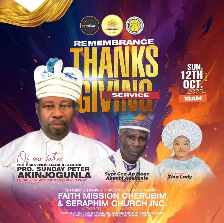 Iya Aladura General, Dr. Oluwaseye Yomi-Sholoye Remembers Father, Hosts Thanksgiving Service